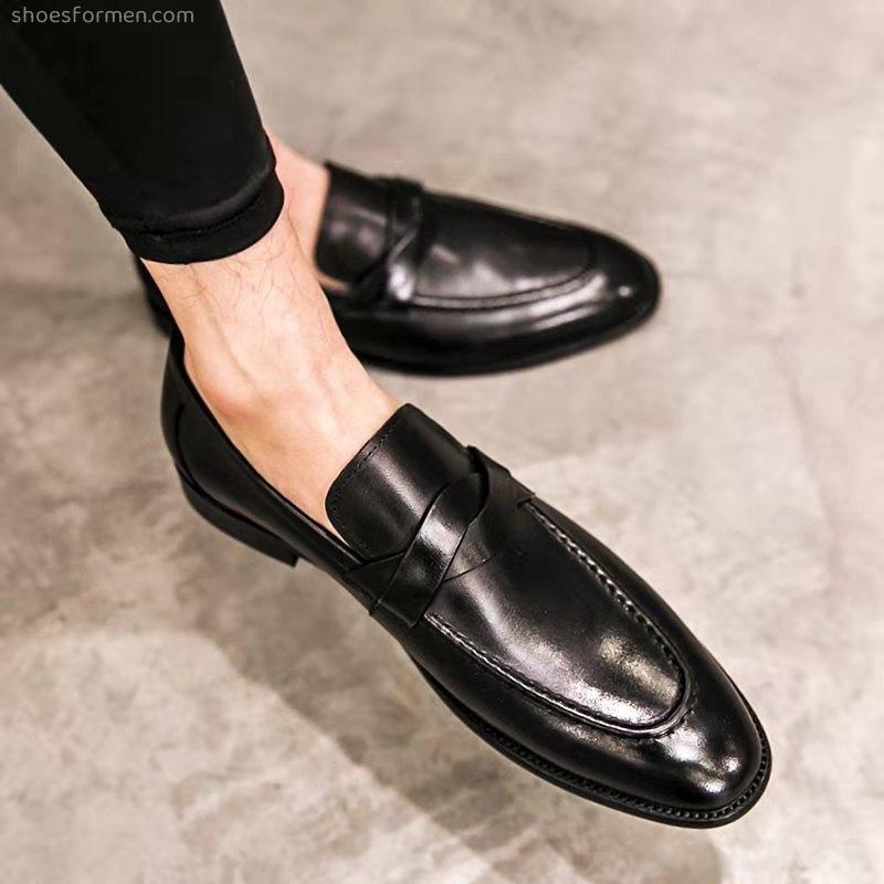 Korean version of the hair stylist pointed small leather shoes men's shoes youth increase the British wind trend set business casual shoes