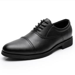 Lace rubber round head business black is equipped with de contulsion shoes three joint leather men