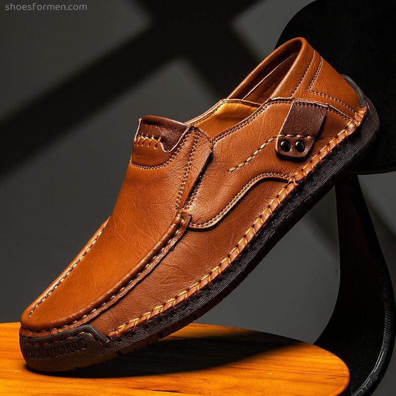 Large size men's casual leather shoes British style fashion men's shoes business casual shoes handmade leather shoes