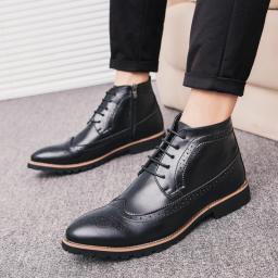 Large size men's shoes Martin boots men's high -top British style spring autumn men's Martin boots trendy winter lace -up leather boots men