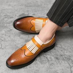 Large size spring new tassel leather shoes British men's casual shoes trend fashion hairstyle pointed tide shoes