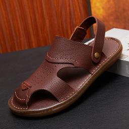 Leather Baotou Sandals 2022 Summer New Men Two Wear Coil Shoes Flat Comfort