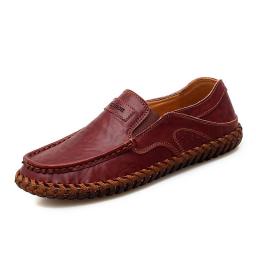 Leather casual leather shoes male wear -resistant beef tendon bottom handmade stitching comfortable driving shoes