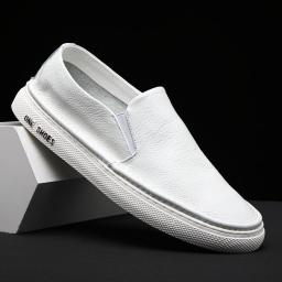 Leather Lazy White Shoes Men's New Summer Wild, One Foot Lazy Casual Board Shoes, Music Shoes Tide