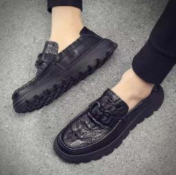 Leather men's head layer leather beans bean shoes men's business casual shoes a pedal male 2022 new single shoes