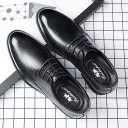 Leather men's shoes men's business casual leather shoes men's head layer cowhide dress increased wedding shoes