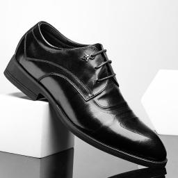Leather men's shoes men's head layer leather autumn winter leather shoes business dress British pointed wedding fashion tide shoes