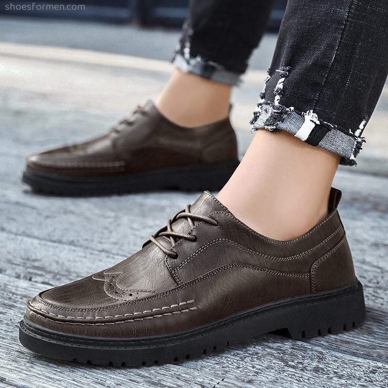 Leather shoes autumn new low -top British hairstyle men's shoes Korean trendy catwalk small leather shoes young people casual shoes