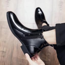 Leather shoes male British leather shoes men's Korean version of pointed business format leather boots retro black leather shoes casual leather boots men