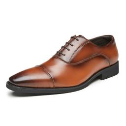 Leather Shoes Male Japanese Three Joint 2022 New Year Increase Business Men's Shoes Dress Soft Bottom Oxford Shoes Tip