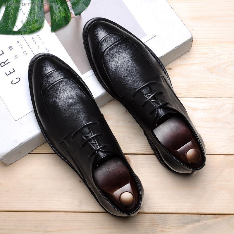Leather shoes male spring autumn business dress casual shoes male British Korean version of the trend youth pointed strap black shoes