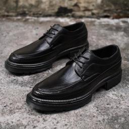 Leather shoes men's casual Korean version of the dress shoes male business British wind Oxford breathable increase men's shoes