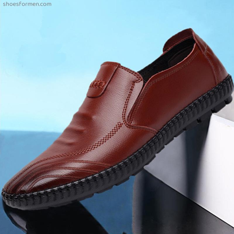 Leather shoes men's casual shoes autumn hollow Korean version of the wild, men's shoes breathable soft bottom