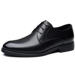 Leather shoes men's leather Korean business dress pointed wild soft skin trend breathable black groom wedding shoes men