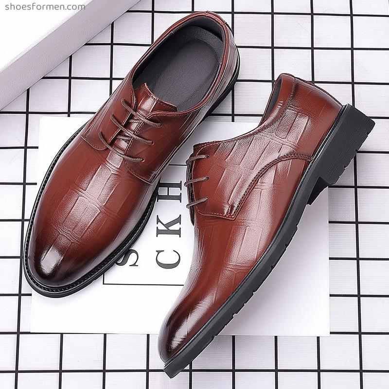 Leather shoes men's leather business formal costume British men's spring new wedding groomsmen groom's pointed trendy casual shoes