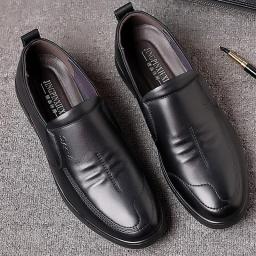 Leather shoes men's leather spring business leather soft bottom middle -aged and elderly men's shoes casual black work shoes