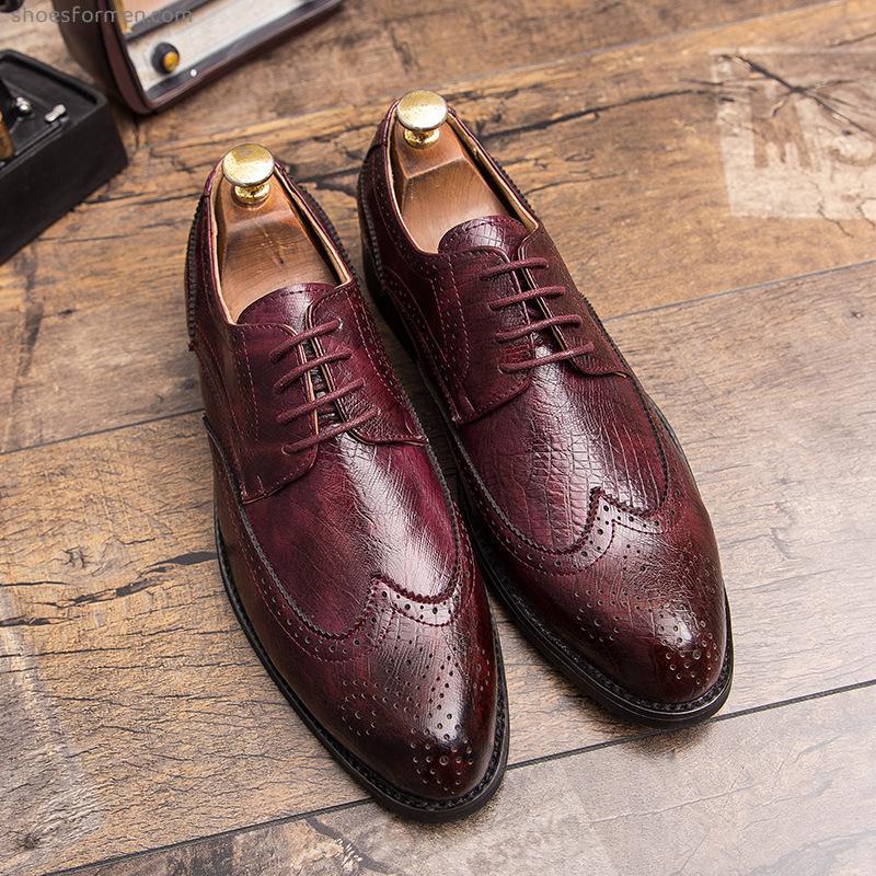 Leather shoes men's leisure business formal suit suits Lang wedding shoes Youth big size Brock men's shoes