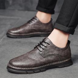 Leather shoes men's spring new men's shoes business format Korean version of trendy small leather shoes British style style stylist casual shoes