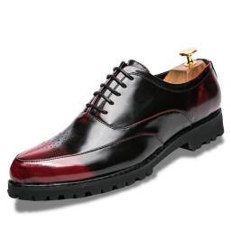 Leisure Brock thick bottom men's shoes, British pointed and foot leather shoes, patent leather bright noodles men's shoes 2022