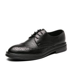 Locke men's shoes Korean version of British trend shoes casual business positive leather shoes men's breathable black wedding shoes