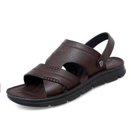 Male sandals cowhide summer new slippers 2022 new fashion trend head layer cowhide men's casual beach shoes