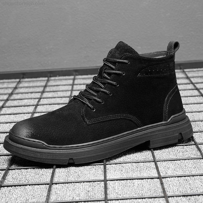 Martin boots men's boots leather boots leisure trend high -top worker shoes Single boots in winter new men's shoes