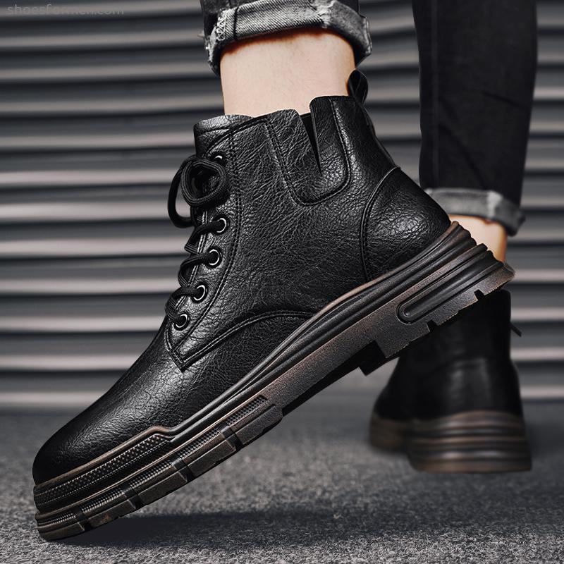Martin boots men's high -top men's shoes in mid -autumn help men's new tide shoes British style small leather shoes men's shoes