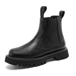 Martin Boots Men's Winter Plus Velvet Chelsea Boots High-top Fashion British Increasing Practice Men's Boots Leather Men's Tide Shoes