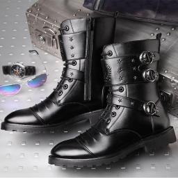 Men's Personal Personal Martin Boots Waterproof High -Gang Handsome High Gang Ride Boots European and American Wind Boots Male Retro