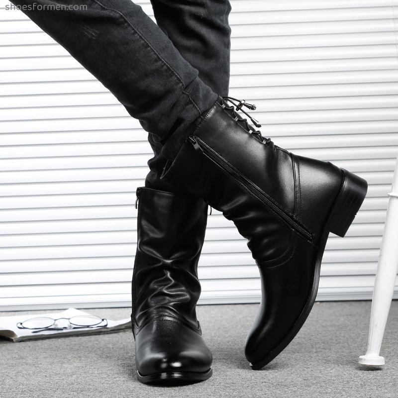 Men's Pointed Pointed Skin Boots Men's Korean Version Fashion Trends Boots Men's Single Boots High -top Men's Boots