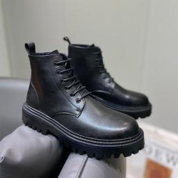 Men's boots high -top winter Martin boots men's British style workers military leather boots plus fleece cotton shoes