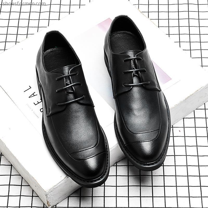 Men's business casual small leather shoes pointed Korean version of the trend hair division black work dress shoes male