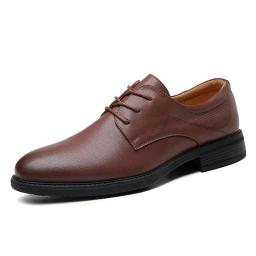 Men's business cowhide shoes autumn men's new round head lace -up leather shoes low -top large size leather shoes