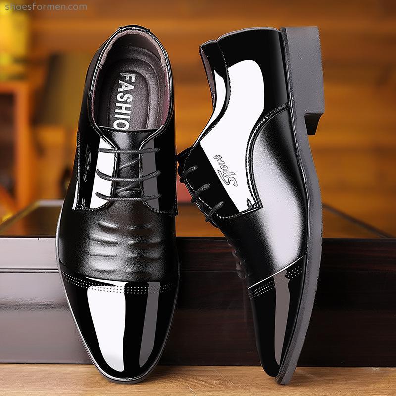 Men's business dress black patent leather shoes men's goal tide shoes spring Korean version of the British pointed wedding shoes men's shoes