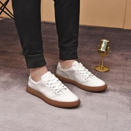 Men's casual shoes leather shoes men's shoes 2022 spring and autumn new beef tendon bottom soft head layer leather white shoes men