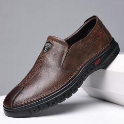 Men's daily casual leather shoes men's soft skin soft bottom leather breathable men's shoes handmade suture