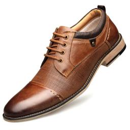 Men's dress increased shoes business casual shoes male European and American men's shoes leather cross-border line with British hollow shoes