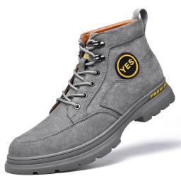 Men's high -top leather shoes, British Wind Cherry Boots, casual shoes autumn and winter men's shoes 2022 new tide gray