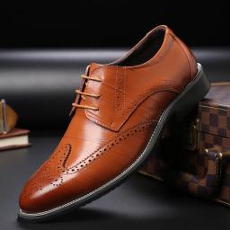 Men's Large Size Business Dress Casual Single Shoes Bullock Fashion British Latte Shoes