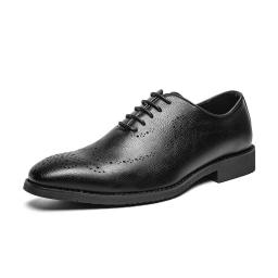 Men's large size dress Oxford shoes solid color Bulloke carving business shoes British fashion professional men's shoes