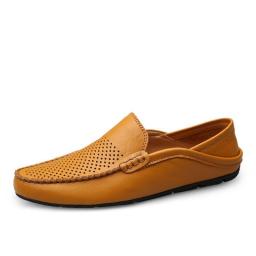 Men's leather shoes 2022 new fashion trend bean bean shoes men's hollow breathable large size casual shoes leather shoes men