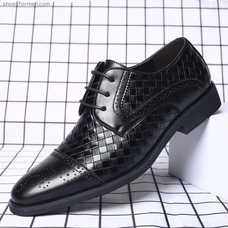 Men's leather shoes 2022 new men's format casual fashion stitching line lace -up big size shoes single shoes