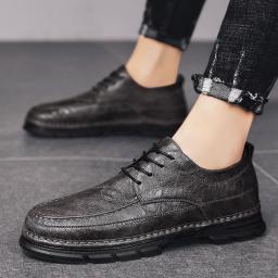 Men's leather shoes autumn new casual business formal dress small leather shoes black British style fashion hairstyle men's shoes men's shoes