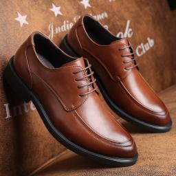 Men's leather shoes business youth shoes black round head formal work dad shoes large size men's shoes