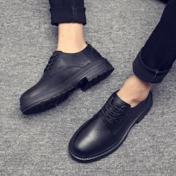 Men's leather shoes leather soft bottom soft leather shoes summer breathable British tide black young business dress men's shoes