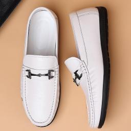 Men's Leather Shoes Peas Shoes Leather Men's Shoes Summer New Breathable Casual Soft Bottom One Foot Comfortable Loyifiu Shoes