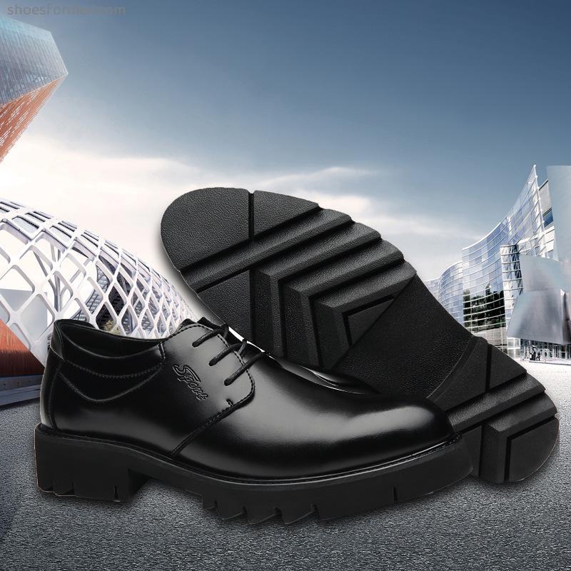 Men's leather shoes spring and autumn new business dress casual tide shoes thick bottom British breathable increase men's shoes