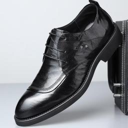 Men's new autumn business British versatile fibrous leather fancale leather shoes fashion work shoes wedding shoes