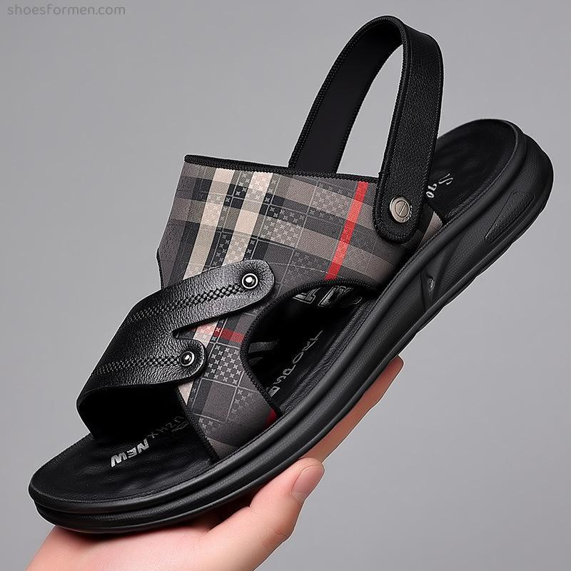 Men's sandals men's summer dermis and breathable men's shoes casual wearing men's slippers anti -slip beach shoes