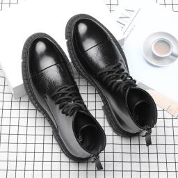 Men's shoes 2022 new men's casual thick sole leather boots Korean version of Martin military boots fashion men's shoes help work short boots